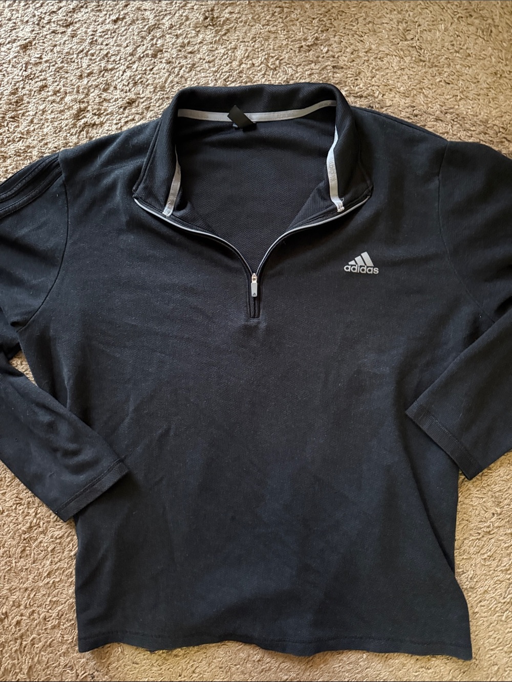 Adidas XL Men’s Black Quarter-Zip with Gray Trim, Casual Never Worn